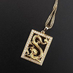 Gold Dragon Pendant Necklace